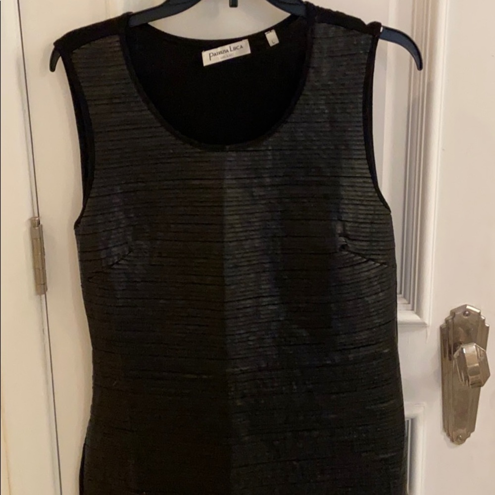 Leather black dress top